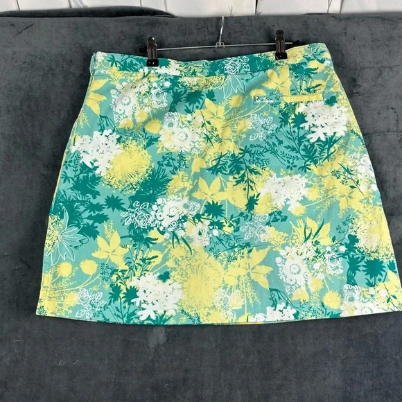 Allyson Whitmore Golf Women’s Green and Yellow A-Line Skort Sz 14 - Picture 6 of 11